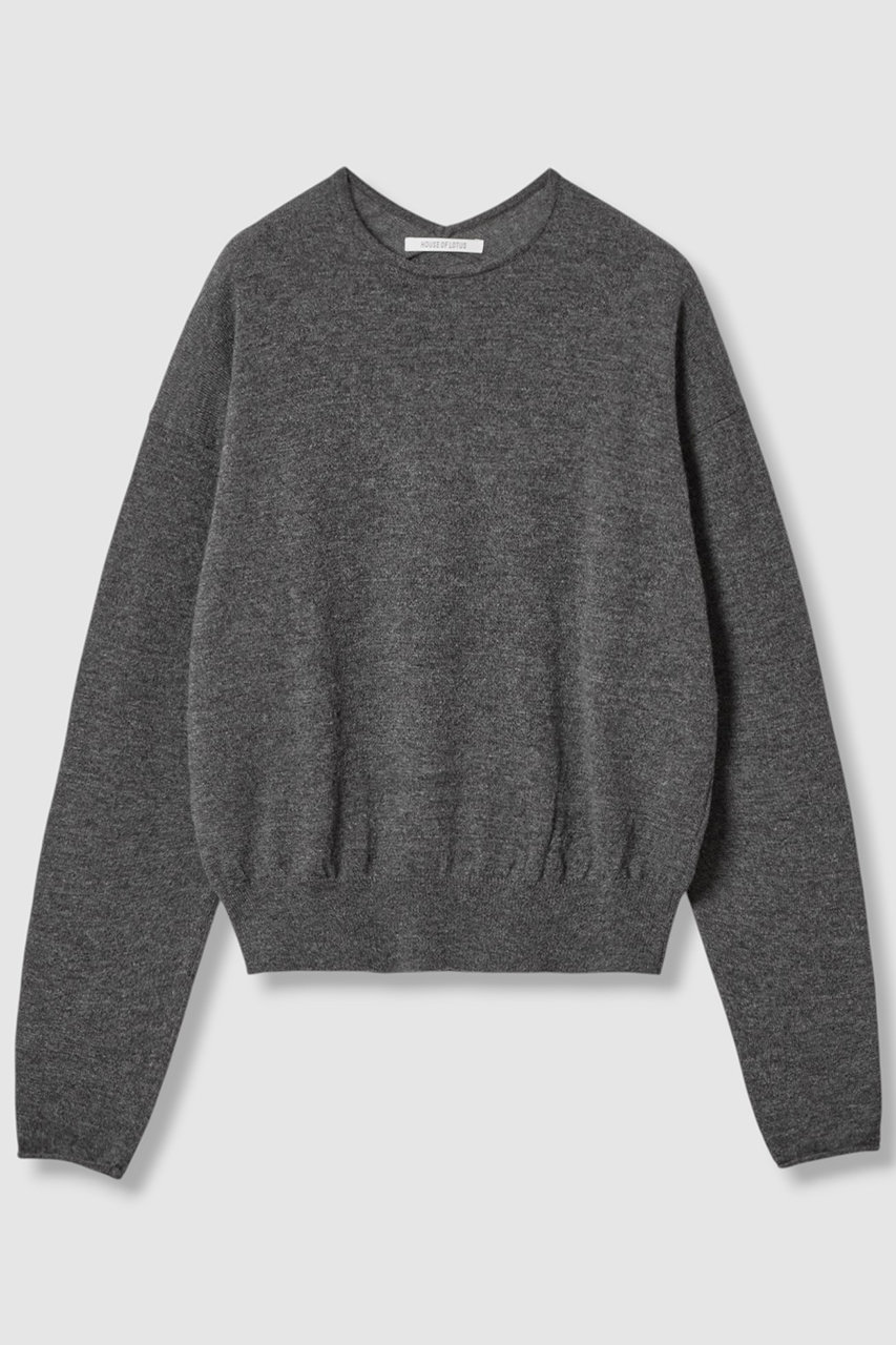 ハウス オブ ロータス/HOUSE OF LOTUSのカシミヤシルククルーネックプルオーバー(チャコールグレー/302520-16-140)