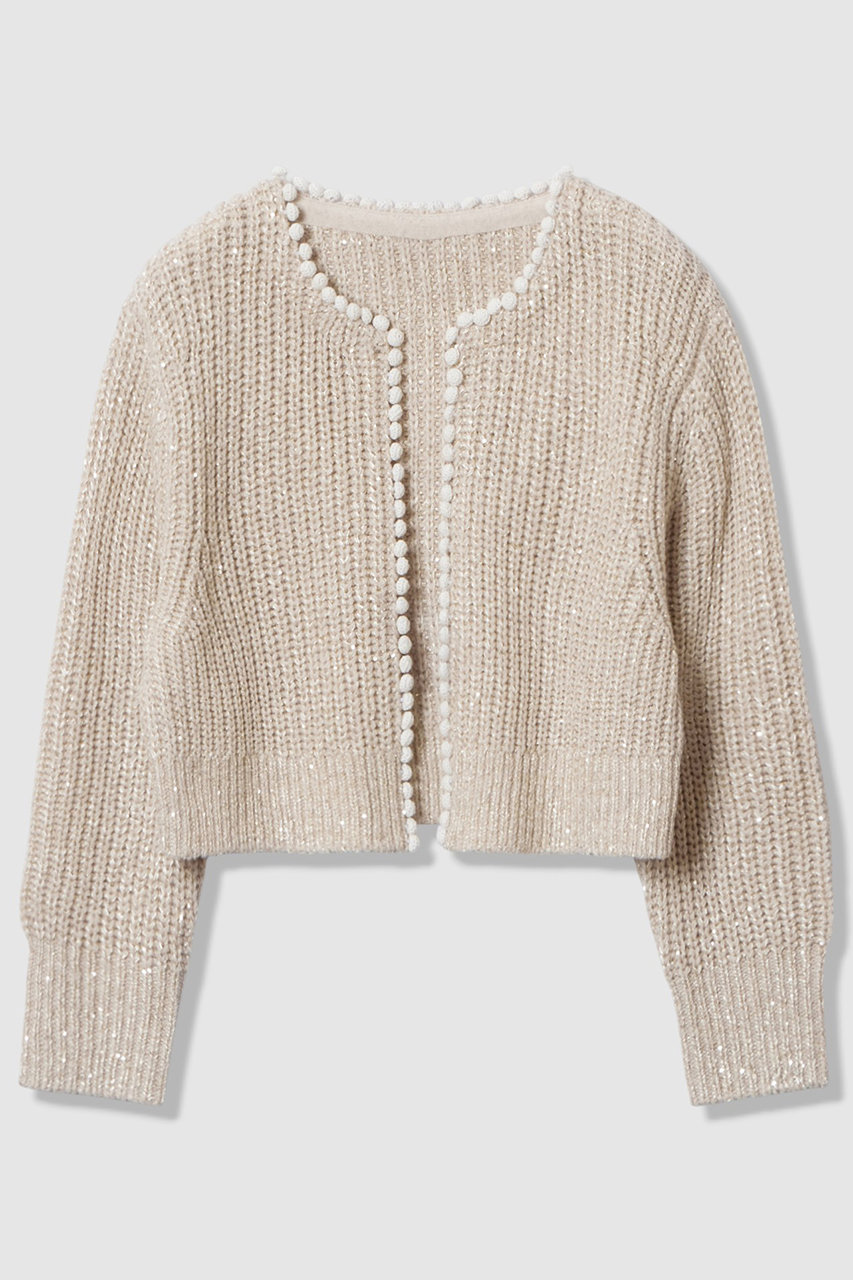 ハウス オブ ロータス/HOUSE OF LOTUSのハンドクロシェットボタンカーディガン(アイボリー/302520-16-090)