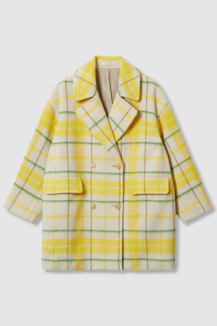 HOUSE OF LOTUS シャギーチェックコート (イエロー, M) ハウス オブ ロータス ELLE SHOP