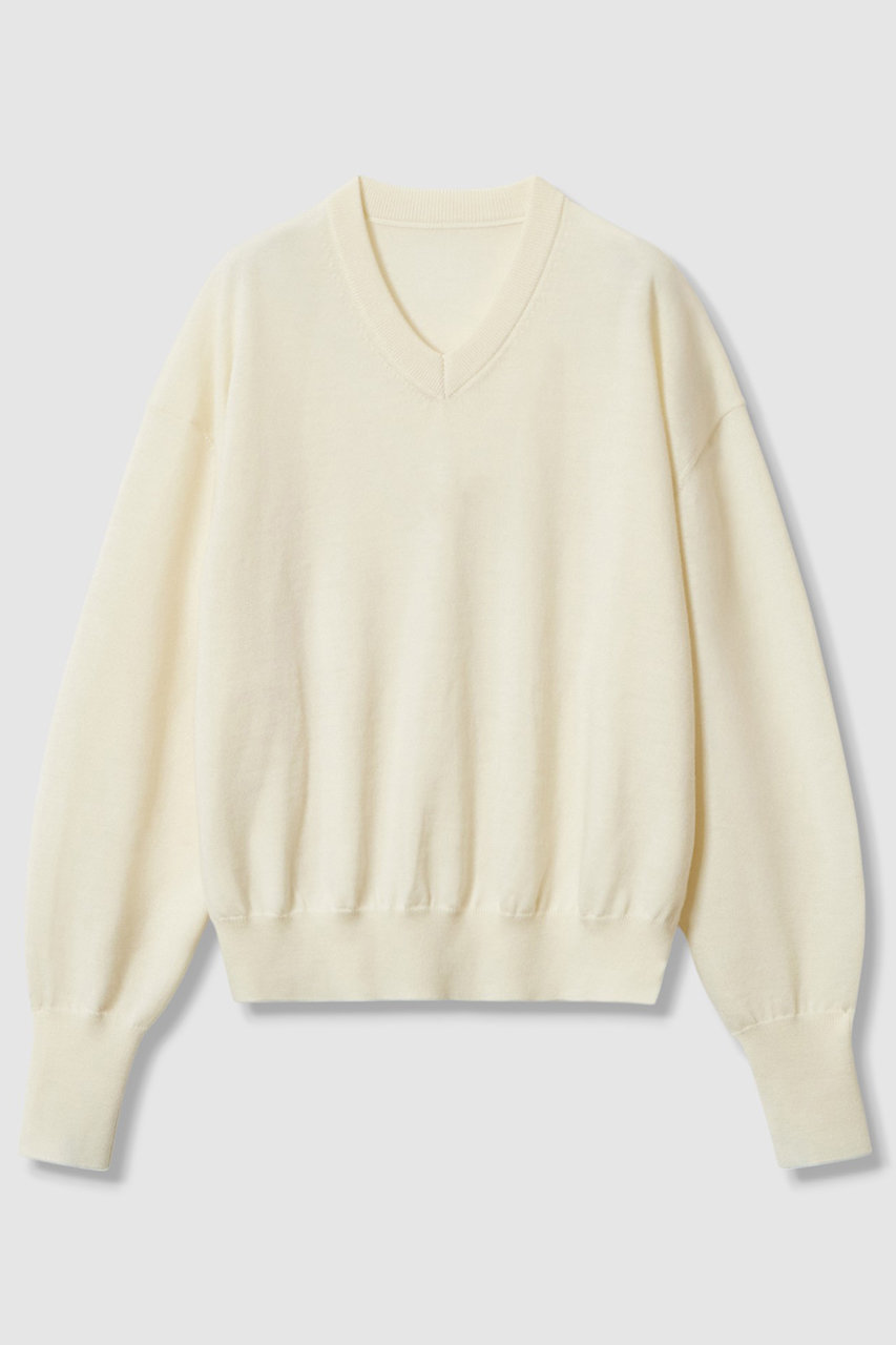 ウーステッドメリノウールVネックプルオーバー