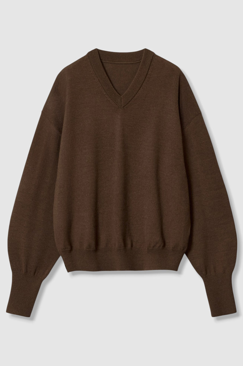 ハウス オブ ロータス/HOUSE OF LOTUSのウーステッドメリノウールVネックプルオーバー(モカ/302520-16-110)