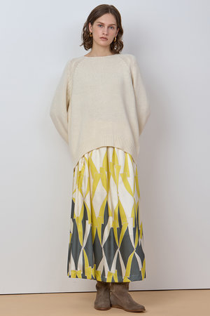 ハウス オブ ロータス/HOUSE OF LOTUSのマルチジオメトリックプリントティアードスカート(110700/110703)