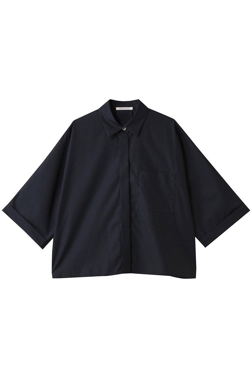 HOUSE OF LOTUS コットンブロードショートシャツ (ネイビー, M) ハウス オブ ロータス ELLE SHOP HOUSE OF LOTUS コットンブロードショートシャツ (ネイビー, M) ハウス オブ ロータス ELLE SHOP