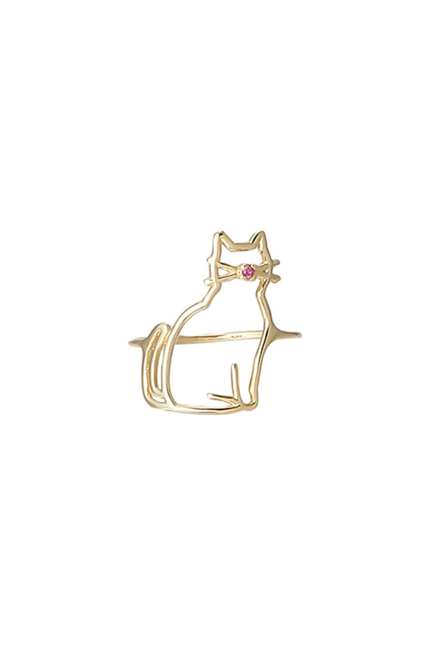 ALIITA CAT WITH PINK SAPPHIRE リング (イエローゴールド, S/13号) アリータ ELLE SHOP