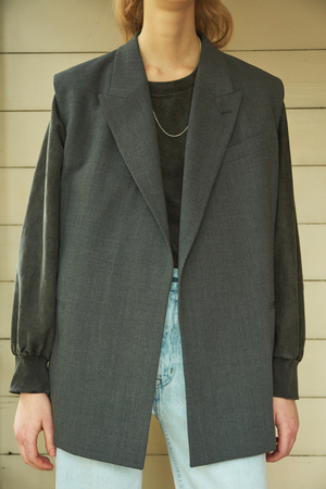 HIGH TWIST サマーウール オックスフォードノースリーブジャケット