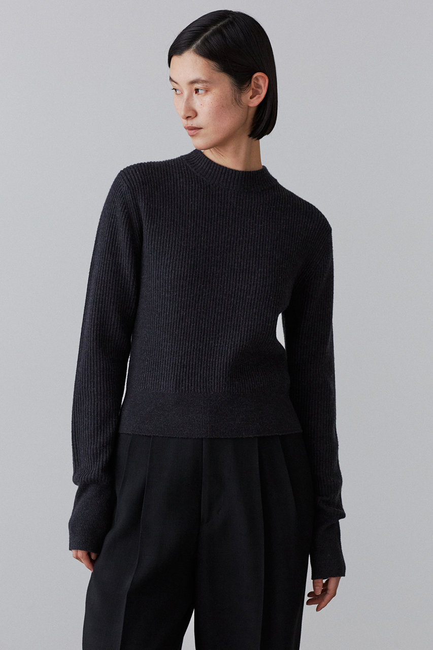 YLEVE(イレーヴ)｜SUPERFINE 120'S BIELLA YARN ニットモックネックプルオーバー/チャコール  の通販｜ELLESHOP・(エル・ショップ)