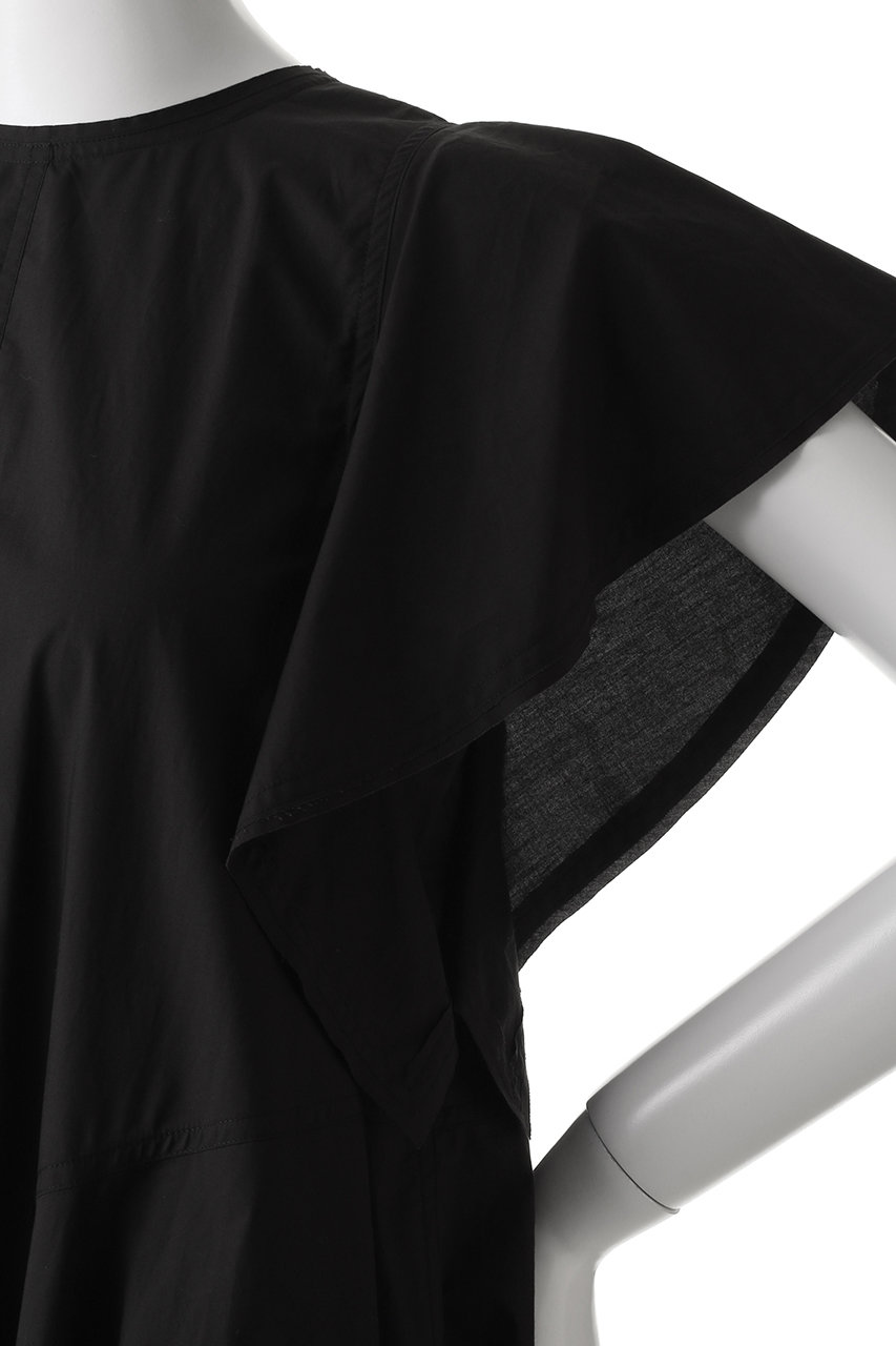 AT1872 イレーヴ コットンタイプライターロングカフタンシャツワンピース 黒 AT1872 イレーヴ コットンタイプライターロングカフタンシャツ