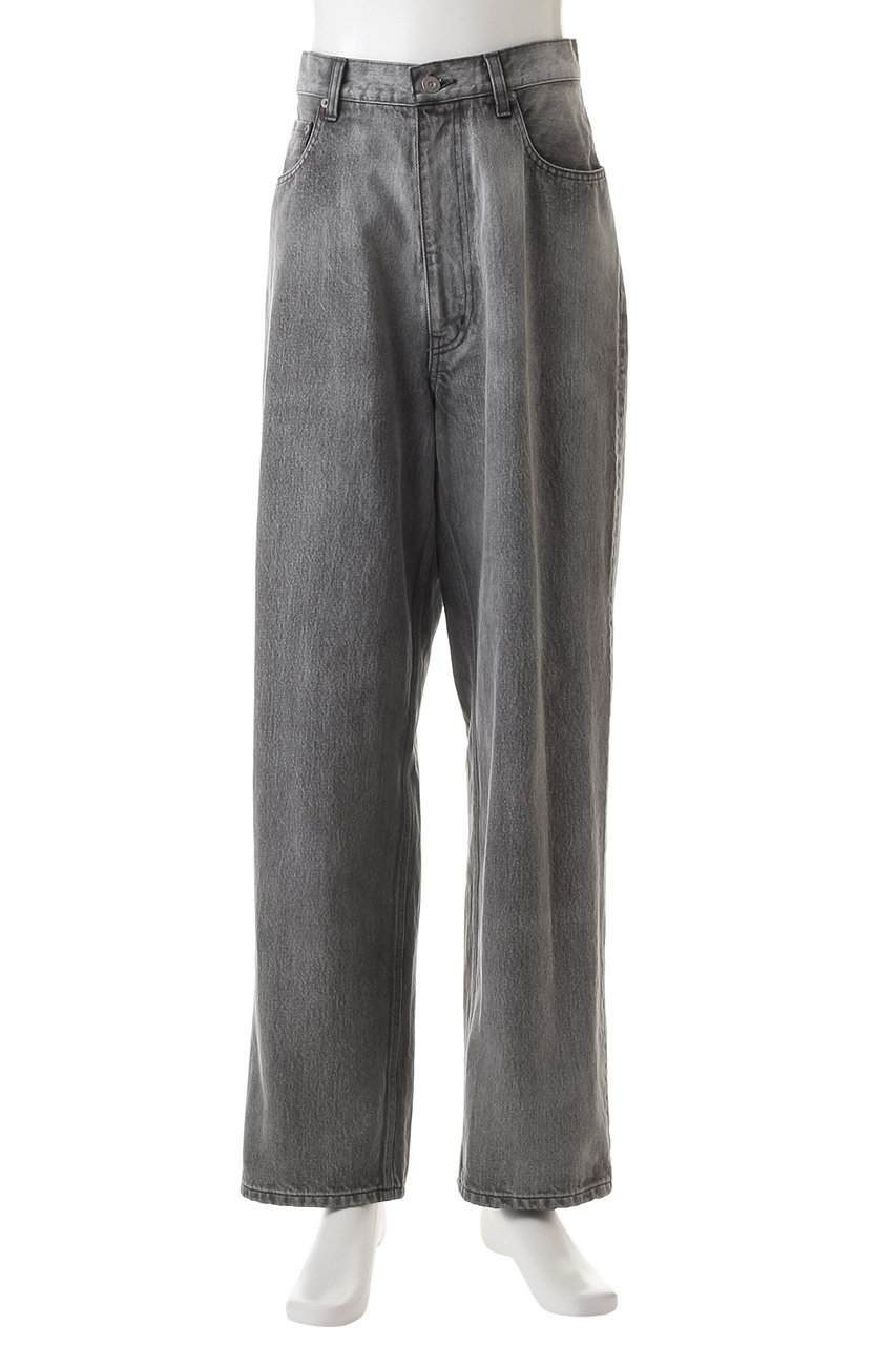 YLÈVE - 13.5oz DENIM BAGGY FADE ブラックデニムパンツ -ice