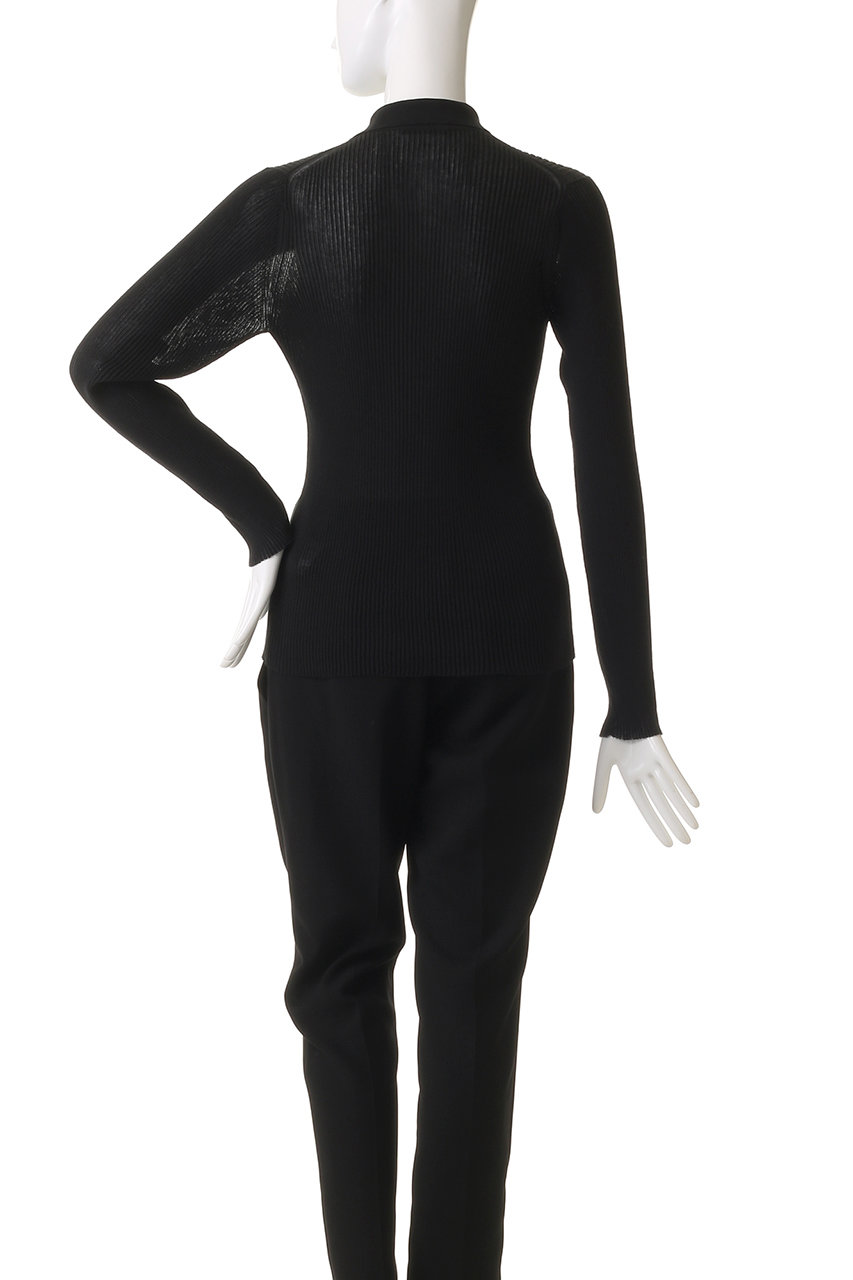 美品 YLEVE シアーリブニット ポロニット 黒 YLEVE(イレーヴ)｜シアー リブ ニット ロングスリーブ ポロ/ブラック