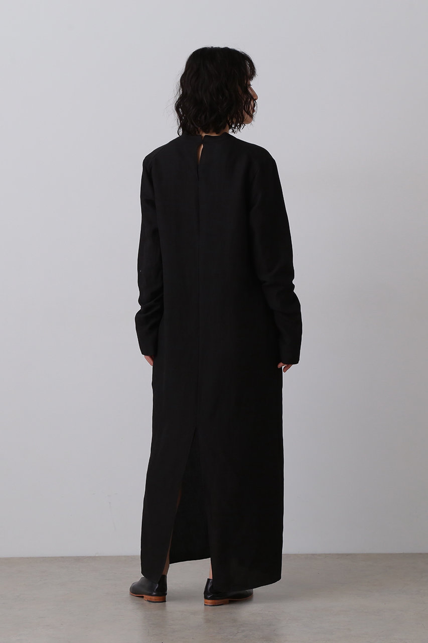 YLEVE(イレーヴ)｜テンセル リネン V ネック ワンピース/ブラック の