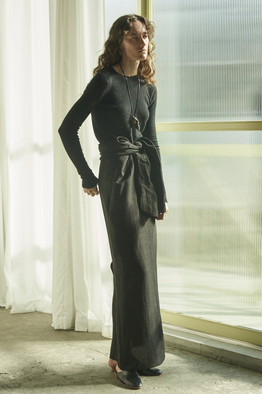 YLEVE　イレーヴ　リネン100% ラップ　カシュクール　ロングワンピース YLEVEイレーヴリネン100% ラップカシュクールロングワンピース