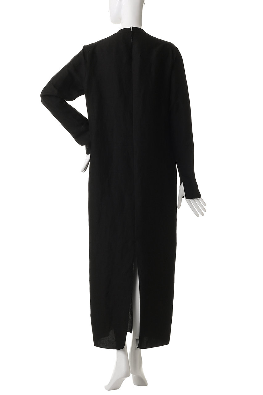 YLEVE(イレーヴ)｜テンセル リネン V ネック ワンピース/ブラック の