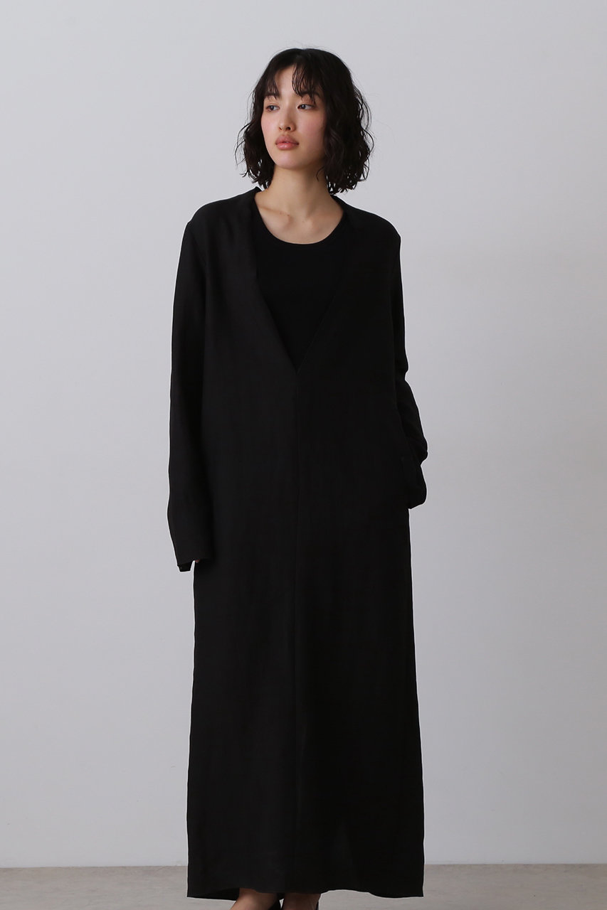 【新品タグ付】YLEVEイレーヴ　リネン 麻　ワンピース　バーガンディ　ゆったり YLEVE(イレーヴ)｜テンセル リネン V ネック ワンピース/ブラック の