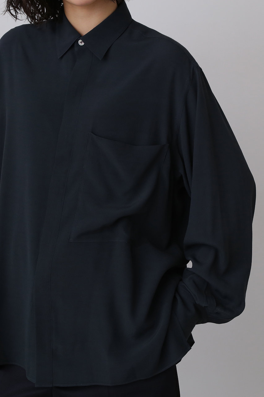 YLEVE(イレーヴ)｜レーヨンデシン シャツ/チャコール の通販｜ELLESHOP