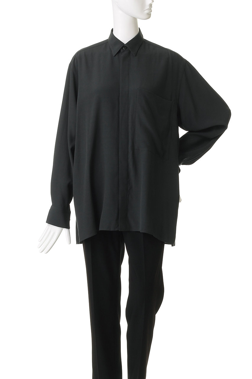 YLEVE シャツ YLEVE(イレーヴ)｜レーヨンデシン シャツ/チャコール の通販｜ELLESHOP