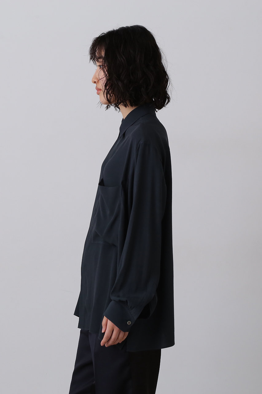 YLEVE(イレーヴ)｜レーヨンデシン シャツ/チャコール の通販｜ELLESHOP