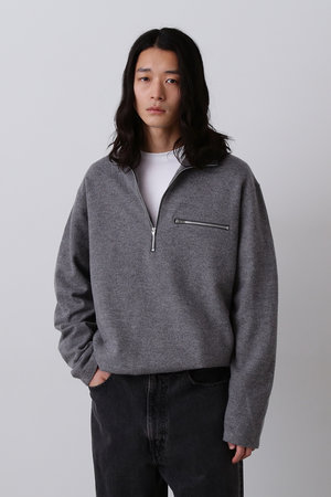 イレーヴ/YLEVEの【MEN】　ULTRAFINE メリノ ミルド ウール ニット ハーフ ジップ プルオーバー(110300/110301)