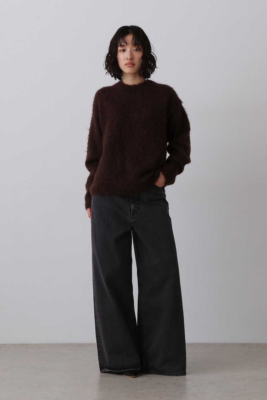 YLEVE(イレーヴ)｜モヘヤ ナッピング ニット プルオーバー/ブラウン の