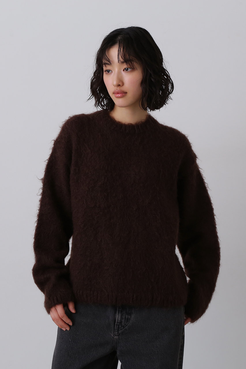 YLEVE(イレーヴ)｜モヘヤ ナッピング ニット プルオーバー/ブラウン の
