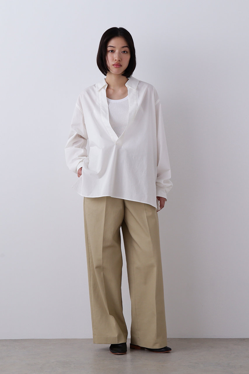 YLEVE(イレーヴ)｜コットン シルク タイプライター スキッパー シャツ
