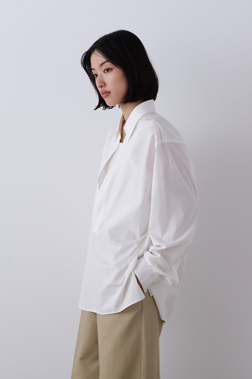 YLEVE(イレーヴ)｜コットン シルク タイプライター スキッパー シャツ