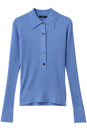 イレーヴ/YLEVEのウール シルク カシミア リブ ニット ポロ(110300/110301)