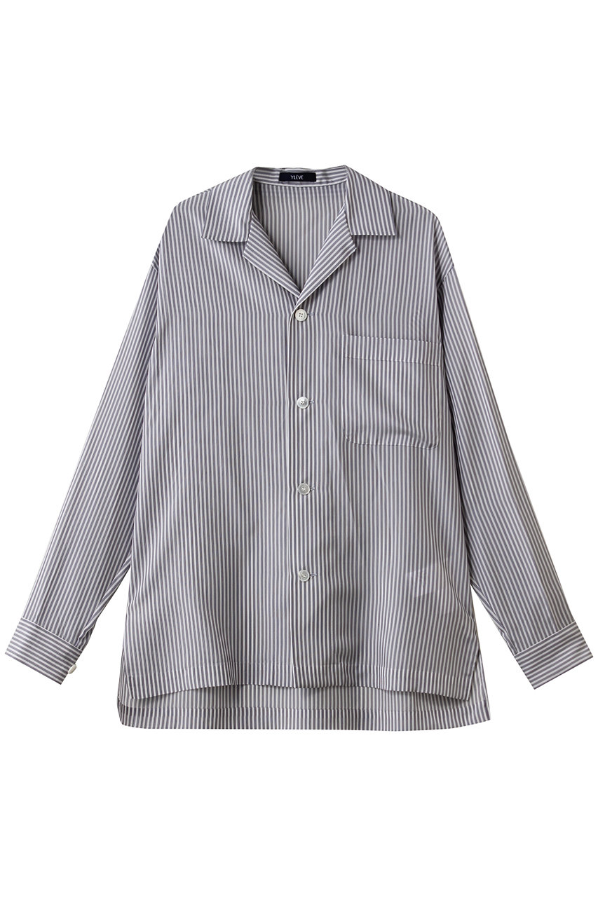 イレーヴ/YLEVEのACETATE CUPRA ストライプ パジャマ シャツ(ブルーストライプ/16861 50036)
