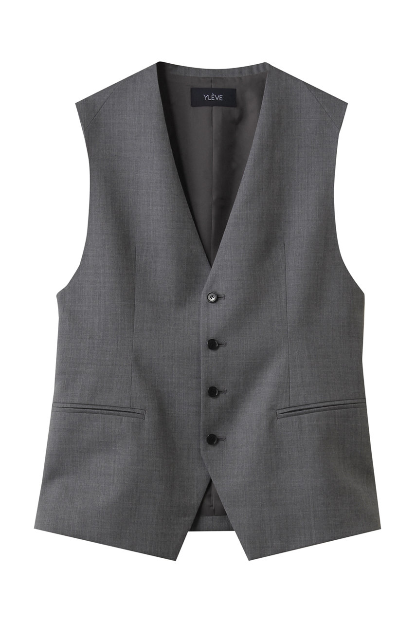 イレーヴ/YLEVEのSUPER120’S シャンブレー ウール ベスト(グレー/16861 25030)