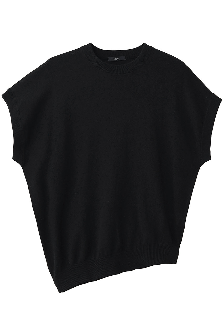 イレーヴ/YLEVEのコットン リネン ニット アシンメトリー プルオーバー(ブラック/16861 60072)
