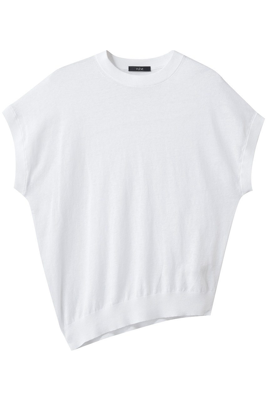 イレーヴ/YLEVEのコットン リネン ニット アシンメトリー プルオーバー(ホワイト/16861 60072)