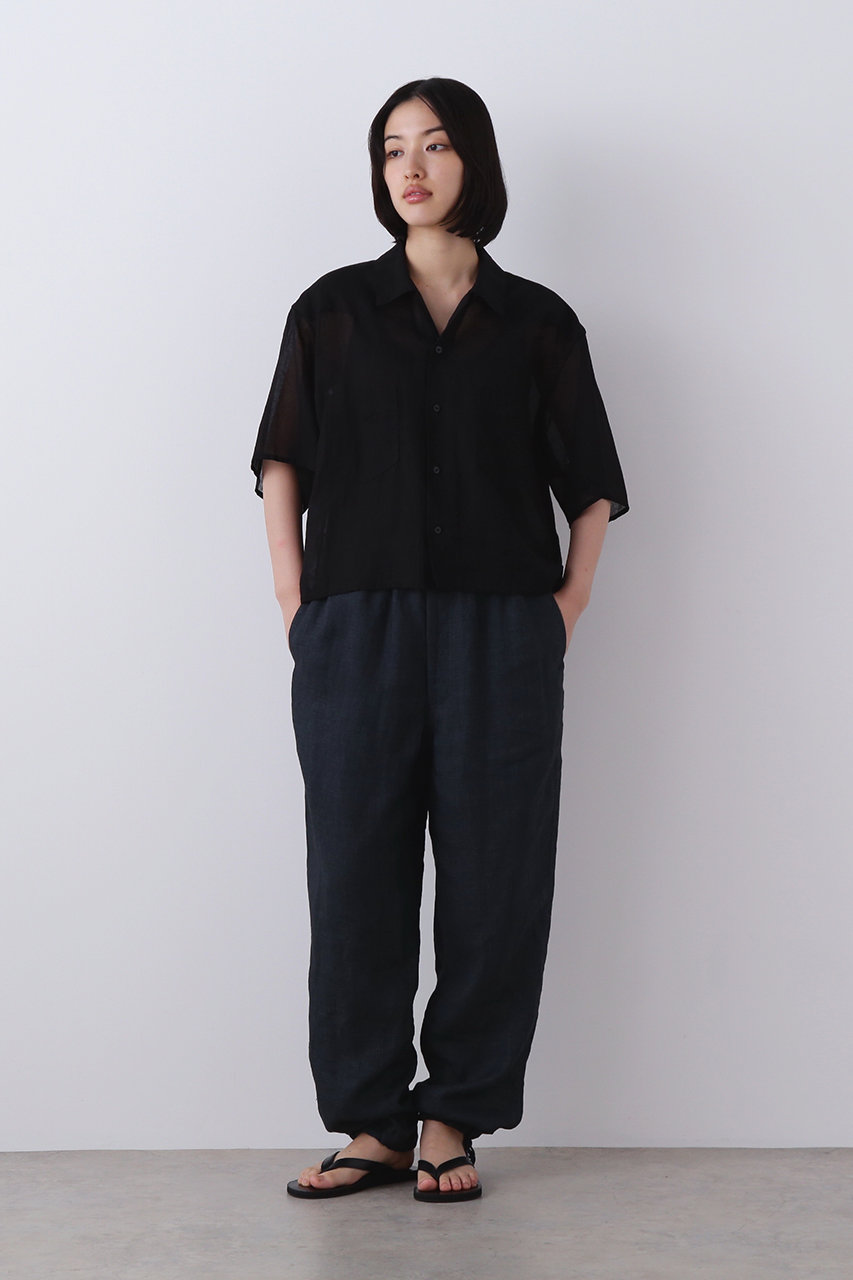YLEVE(イレーヴ)｜COTTON RAMIE VOILE ハンドステッチ シャツ/ブラック 
