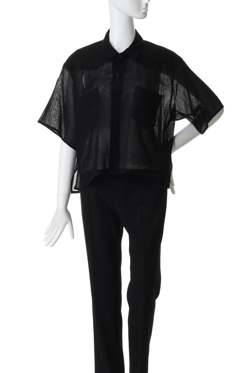 YLEVE(イレーヴ)｜COTTON RAMIE VOILE ハンドステッチ シャツ/ブラック 