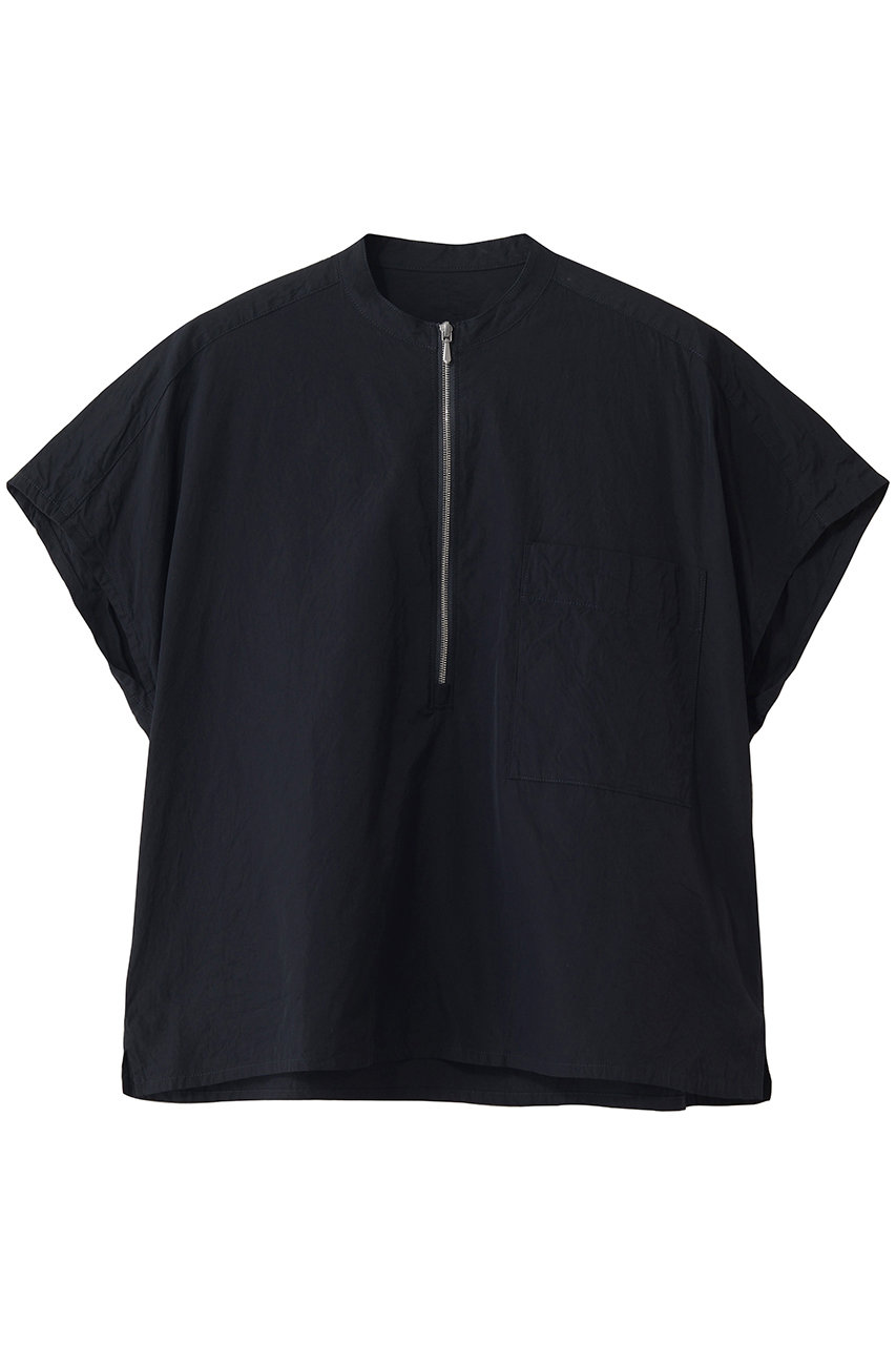 イレーヴ/YLEVEのCOTTON CUPRA ハーフジップシャツ(ネイビー/16861 50084)