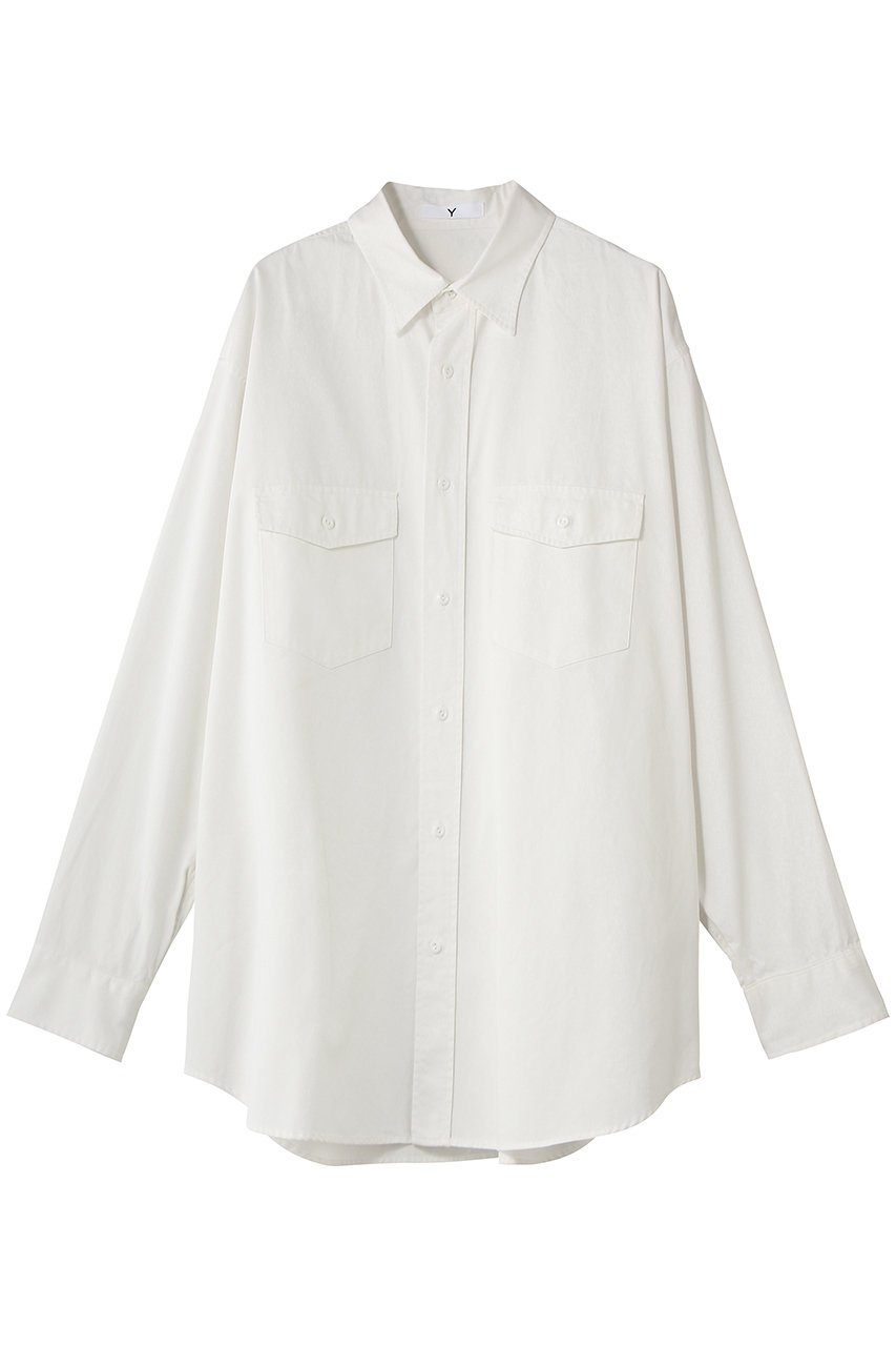 イレーヴ/YLEVEの【UNISEX】【Y】ORGANIC COTTON HIGH DENSITY サテン シャツ(ホワイト/16551 50314)