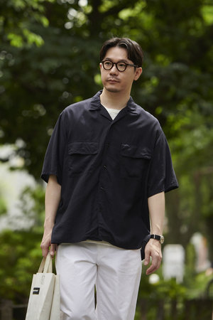 イレーヴ/YLEVEの【UNISEX】【Y】TENCEL POPLIN オープン カラー シャツ(110400/110402)