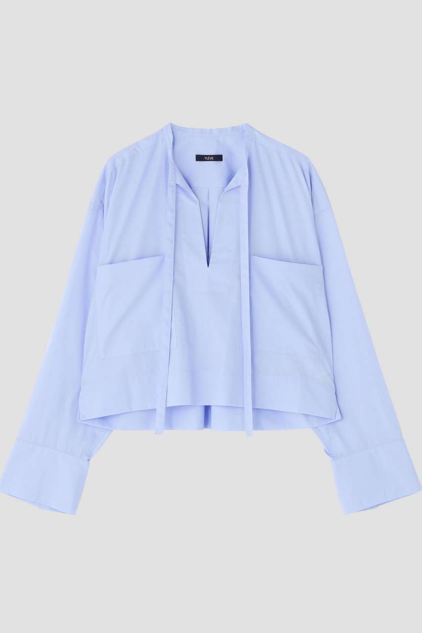イレーヴ/YLEVEのYLEVE / COTTON TYPEWRITER STRING SKIPPER SHIRT(ブルー/1686250090)
