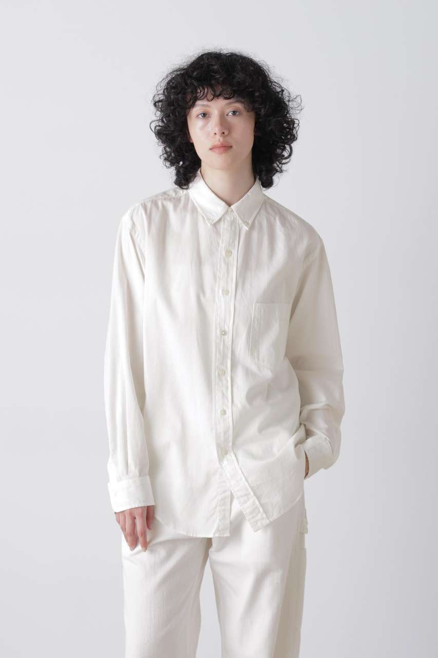 YLEVE Ｙ / [UNISEX] ORGANIC COTTON WASHER SATIN BD SHIRT (ホワイト, M) イレーヴ ELLE SHOP