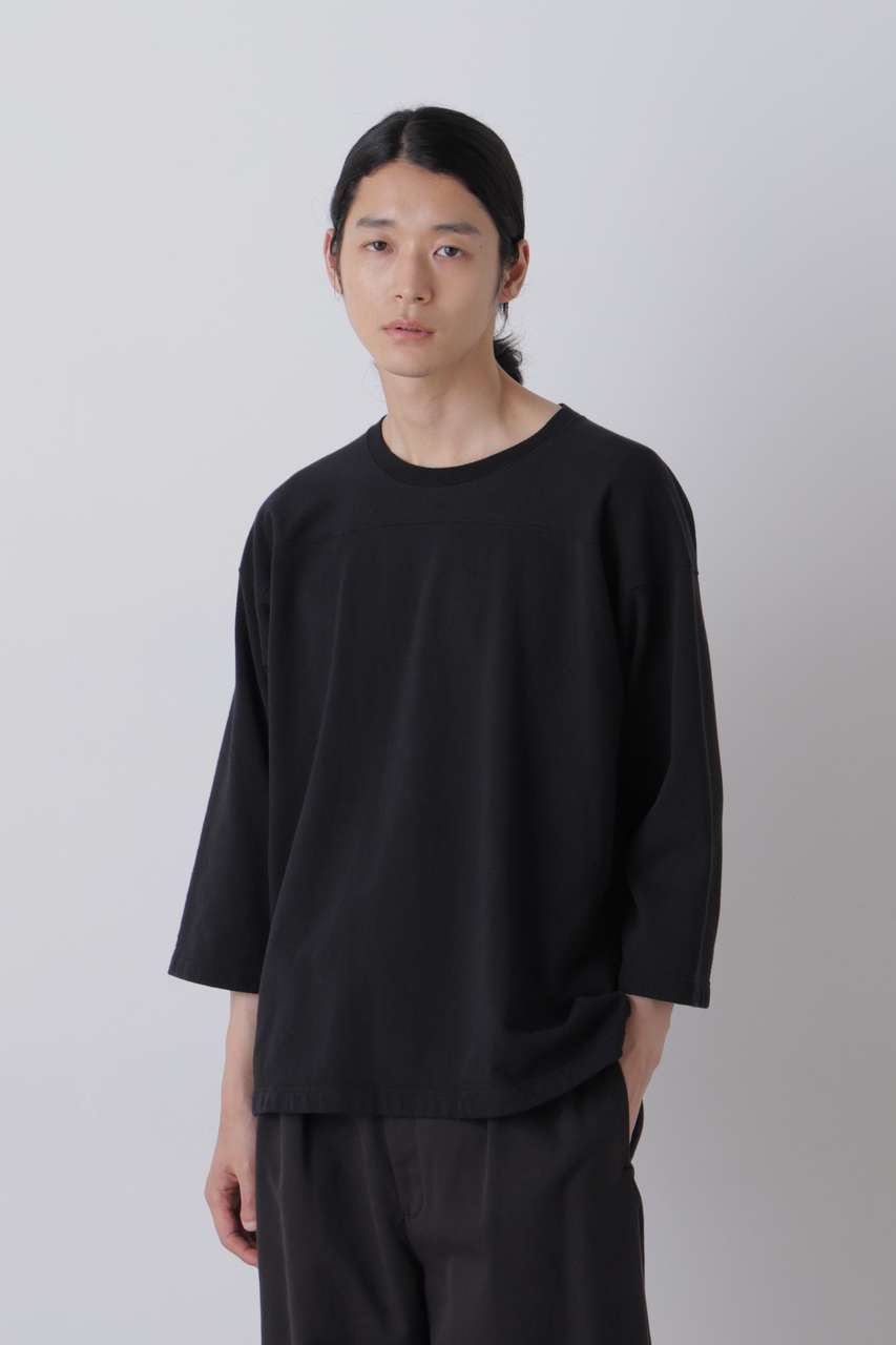 YLEVE Ｙ / [UNISEX] ORGANIC COTTON BLEND LIGHT WEIGHT FLEECE FOOTBALL T (ブラック, L) イレーヴ ELLE SHOP