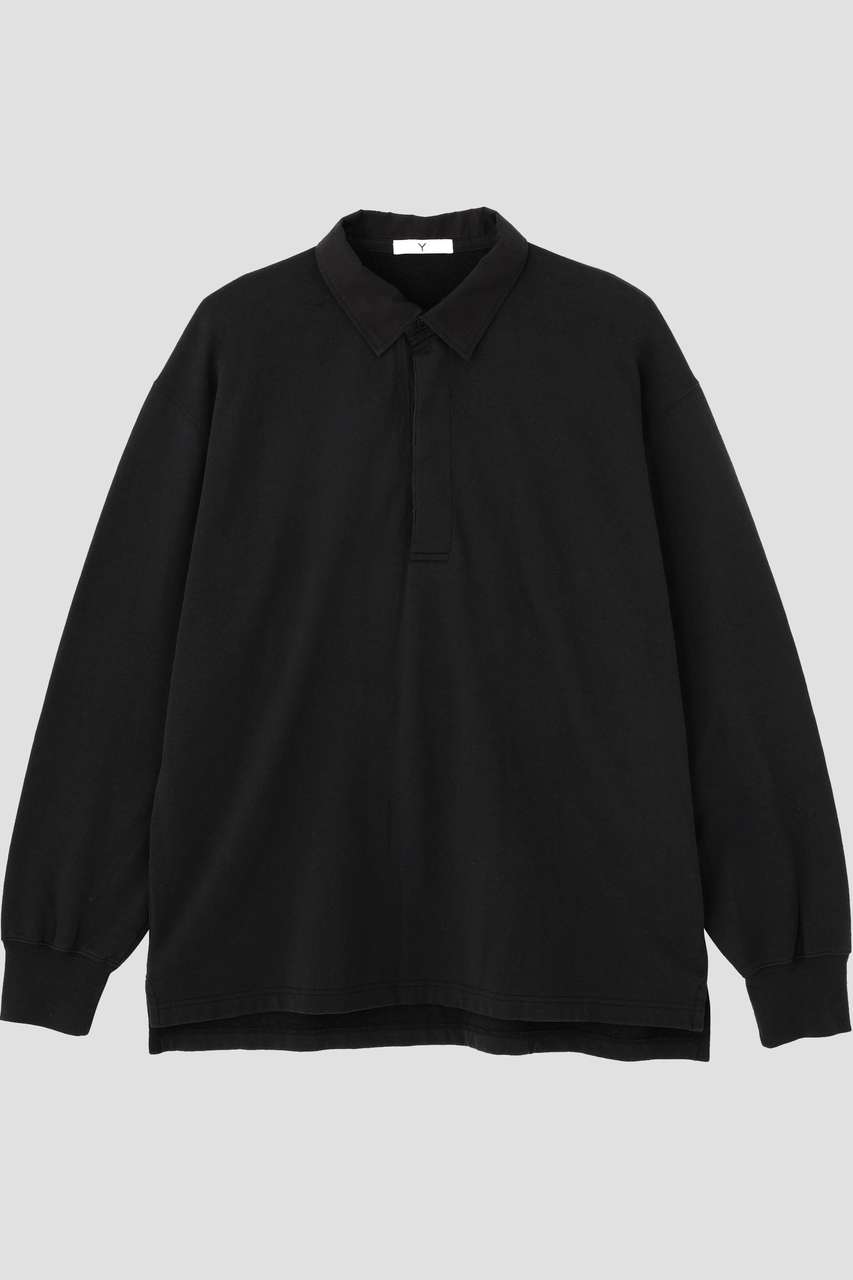 YLEVE Ｙ / [UNISEX] ORGANIC COTTON BLEND LIGHT WEIGHT FLEECE RUGBY SHIRT (ブラック, S) イレーヴ ELLE SHOP
