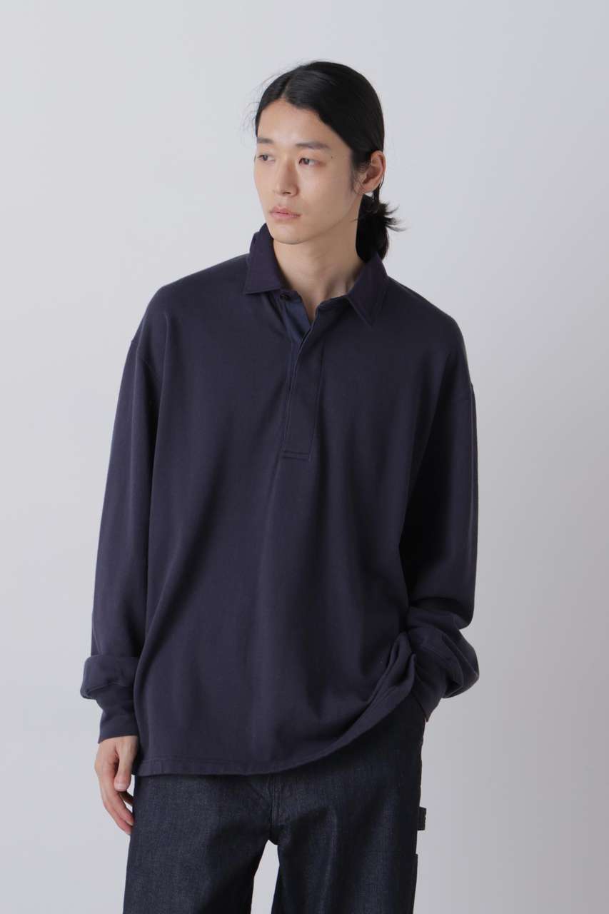 YLEVE Ｙ / [UNISEX] ORGANIC COTTON BLEND LIGHT WEIGHT FLEECE RUGBY SHIRT (ネイビー, M) イレーヴ ELLE SHOP