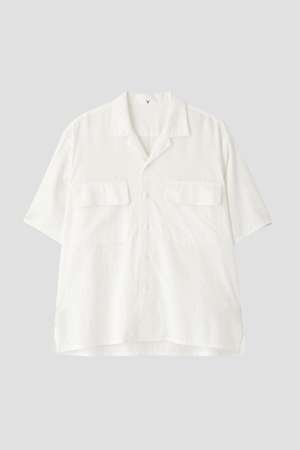 イレーヴ/YLEVEのＹ / ORGANIC COTTON WASHER SATIN OPEN COLLAR SHIRT(110400/110402)
