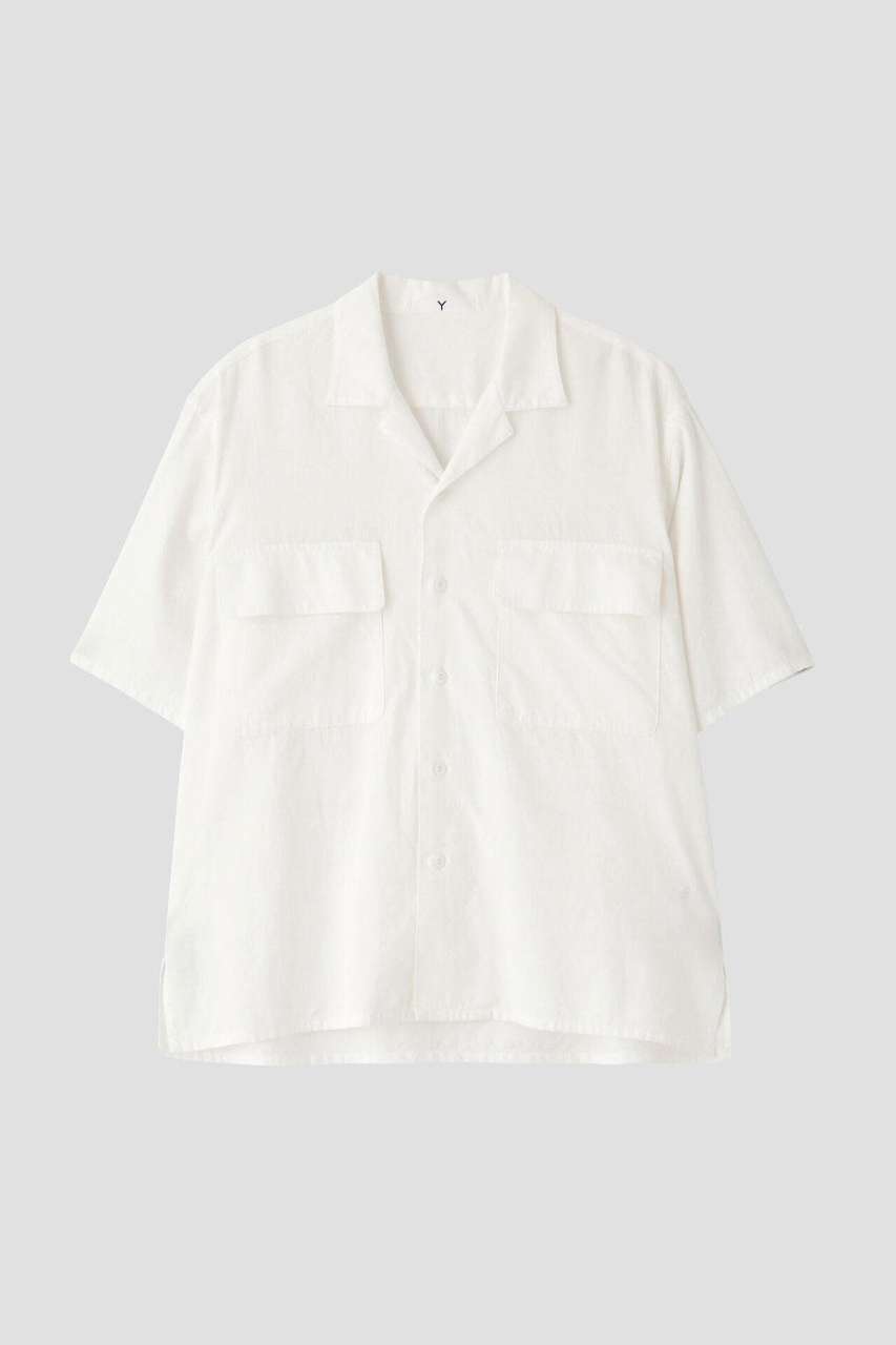 イレーヴ/YLEVEのＹ / ORGANIC COTTON WASHER SATIN OPEN COLLAR SHIRT(ホワイト/1655150343)