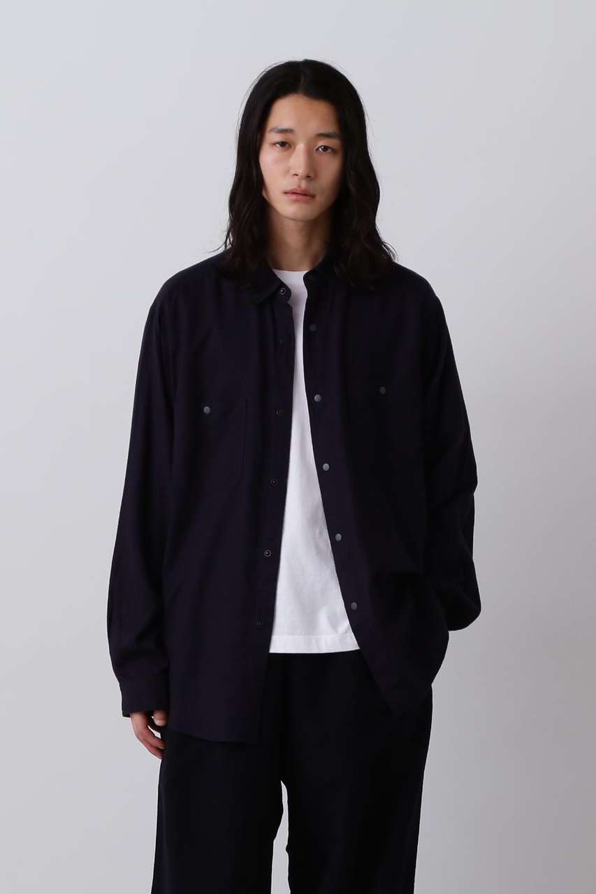 イレーヴ/YLEVEのＹ /  BRUSHED ORGANIC COTTON TENCEL SNAP SHIRT(ネイビー/1655250416)