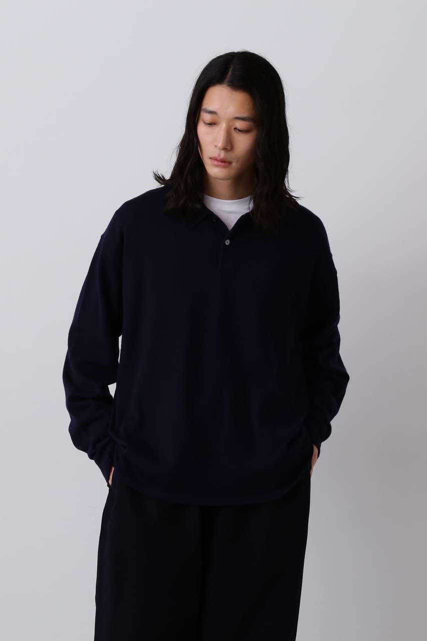 イレーヴ/YLEVEのＹ / NONMULESING WOOL KN POLO(ネイビー/1655260403)