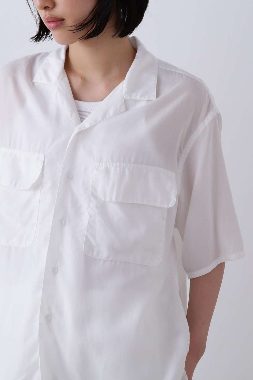 YLEVE(イレーヴ)｜Y / TENCEL POPLIN OPEN COLLAR SHIRT/ホワイト の