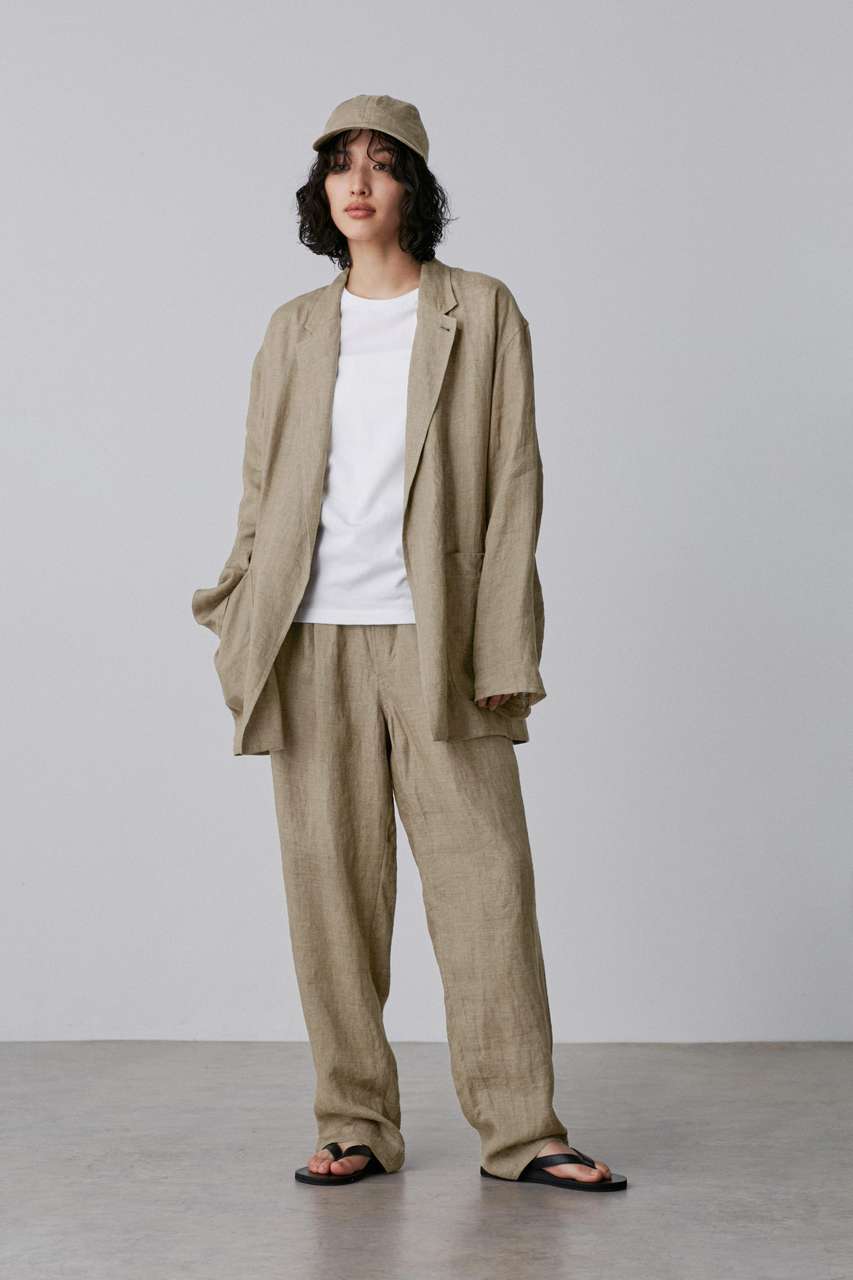 イレーヴ/YLEVEのYLEVE / LINEN POPLIN TROUSERS(カーキ/1685140056)