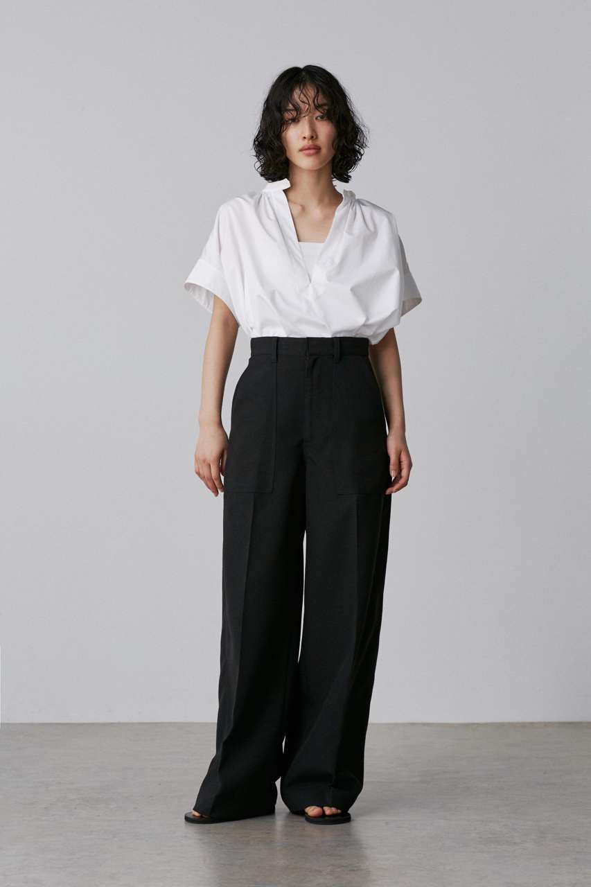イレーヴ/YLEVEのYLEVE / RECYCLE POLYESTER TROUSERS(ブラック/1685140092)
