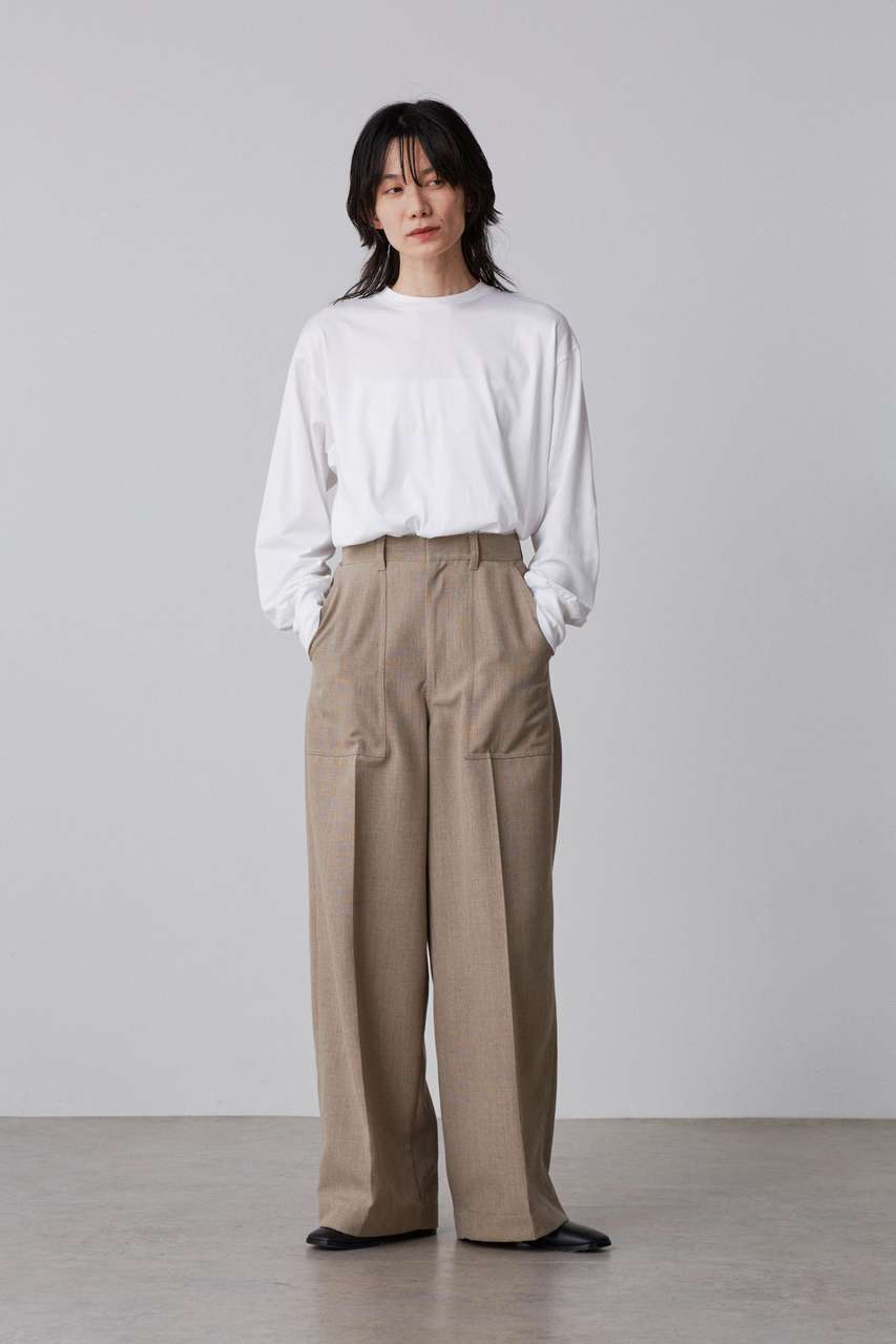 イレーヴ/YLEVEのYLEVE / RECYCLE POLYESTER TROUSERS(ベージュ/1685140092)