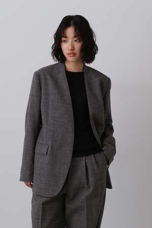 イレーヴ/YLEVEのYLEVE / WOOL LINEN COLLARLESS JACKET(110800/110801)