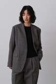 YLEVE / WOOL LINEN COLLARLESS JACKET
